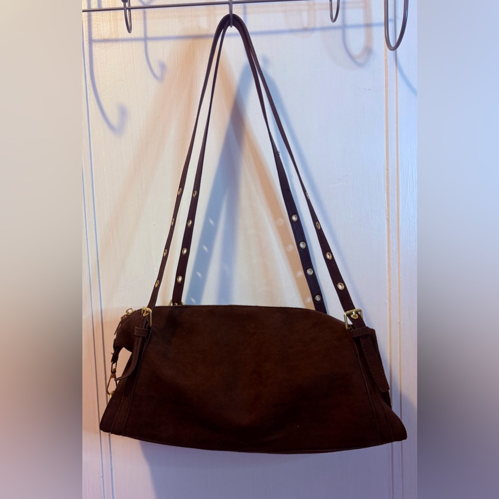 Elegant Brown Suede Shoulder Bag
